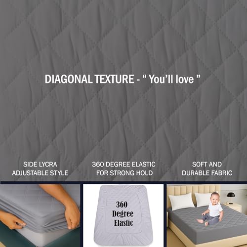 Image of TAG 24 Waterproof Cotton Quilted Mattress Protector Breathable Hypoallergenic Noiseless Ultra Soft Fitted Bed Cover 72x72 inch (72x72 inch | 6x6 ft, Grey)
