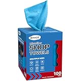 UNIMADE Shop Towels, 100 Sheets Microfiber Cleaning Cloth Commercial Grade Washcloths Lint-Free Bulk Shops Rags for Cars Mechanic Restaurant Garage Housekeeping, 11"x 9", Blue