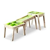 Kids 3 Sets Rushing River Falls Sensory Table, Wood Sand Table Playset for Kids, Outdoor Wooden Toy Play Water Table Set for Boys and Girls, Picnic Table for Outdoor Backyard Fun for Kid (Natural3)