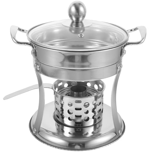 Toddmomy Hot Pot with Stove Stainless Steel Stock Pot for Asian Hot Single Household Cooker 9.05 X 7.48 X 7.08 in Polished Surface Easy Clean 1 Pack