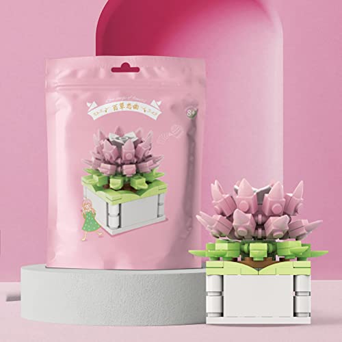 Aigidusansu Baustein-Set, Sukkulentenpflanze Bonsai-Blumen DIY Blöcke Set, kreative Heimdekoration Bauspielzeug für Erwachsene Kinder (Hundert Kräuter-Liebeslied) - Image 4