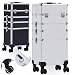 Produktbild Arebos 4-in-1 Kosmetikkoffer | 4 Fächer & 1 Schublade | Teleskop- und Tragegriff | 8 Schlösser | 4X 360°-Rollen | Samtfutter | Trolley | Make-Up Koffer | Silber