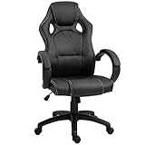 HOMCOM Racing Gaming Chair Office Chair Computer Desk Gamer Chair with Swivel Wheels, Padded Headrest, Tilt Function, Grey