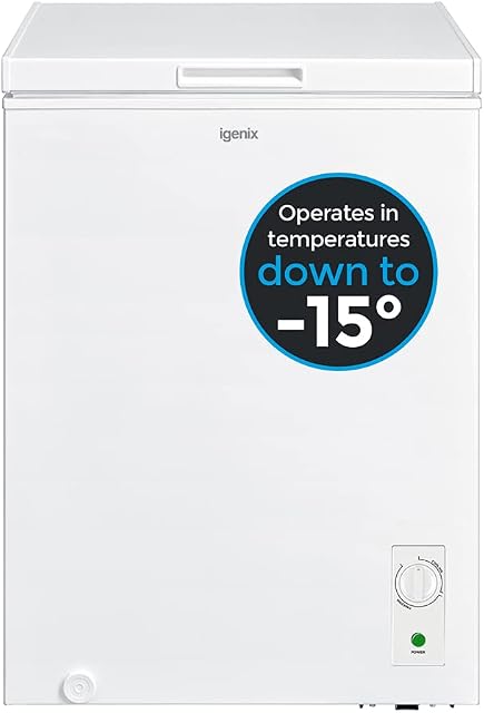 Igenix IG100 Freestanding Chest Freezer, 99 Litre Capacity with Freezer Basket, Suitable for Outbuildings and Garages, White