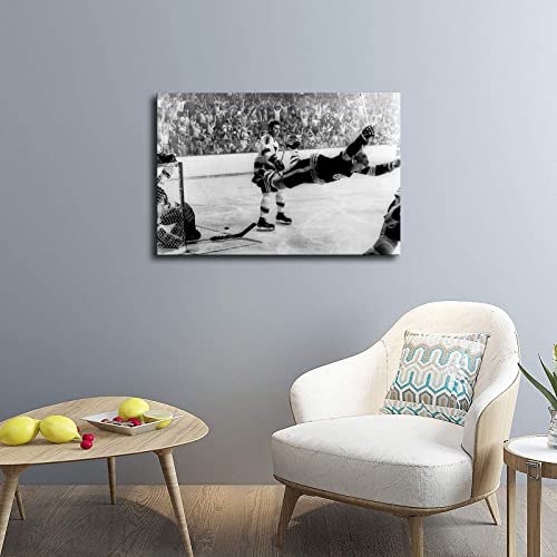 Bobby Orr The Flying Goal Art Hockey Greats Canvas Art Poster And Wall Art Picture Print Modern Family Bedroom Decor Posters (Framed,24×36Inch) #TOP2
