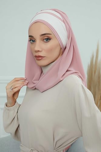 Aisha's Design Hijab Scarves for Women Muslim, Chiffon Shawl Turban Head Wraps 2-color2