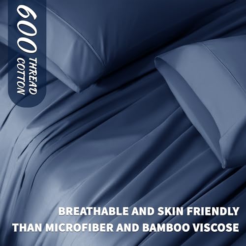 image for Shilucheng 100% Cotton King Size Sheets Set - 600 Thread Count，Luxur