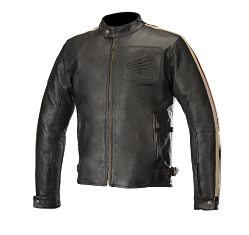 Alpinestars Honda Charlie Motorrad Lederjacke (Black/Beige/Red,L)