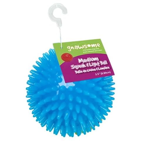 Gnawsome™ 3.5” Spiky Squeak & Light Ball Dog Toy - Medium, Cleans Teeth and Promotes Good Dental and Gum Health for Your Pet, Colors will vary, 3.5" Cover