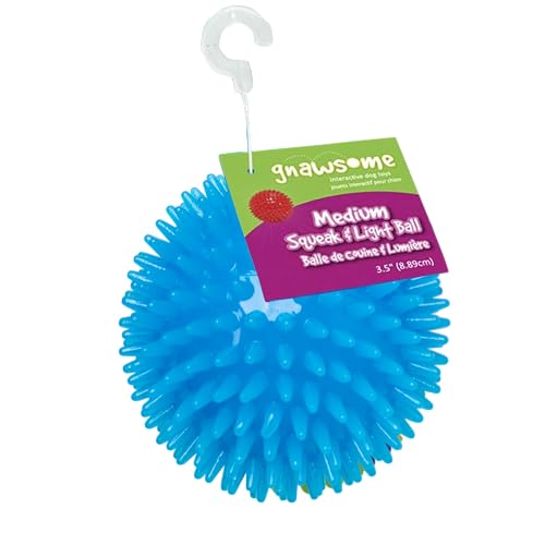 Gnawsome™ 3.5” Spiky Squeak & Light Ball Dog Toy - Medium, Cleans Teeth and Promotes Good Dental and Gum Health for Your Pet, Colors will vary, 3.5