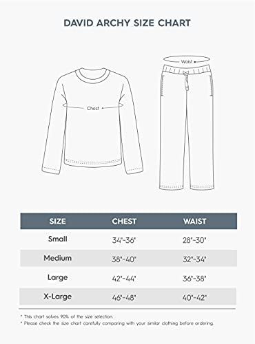 David Archy Men's Cotton Sleepwear Pjs V-Neck Lounge Wear Top And Bottom Long Winter Pajamas Set For Men (M, Dark Gray-Black) #TOP5