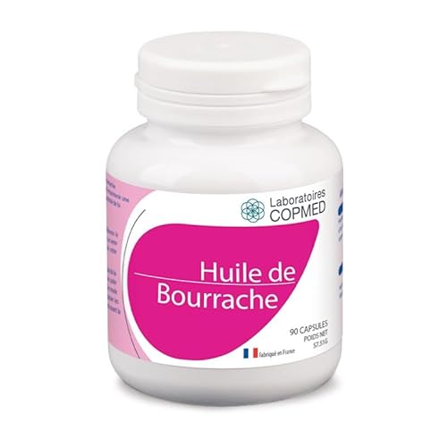 LABORATOIRES COPMED - Huile de Bourrache & Vitamine E - Complément Alimentaire - Aide à Garder une Belle Peau - Actifs Naturels - Marque Française - 90 Capsules (Pilulier Bioplastique)