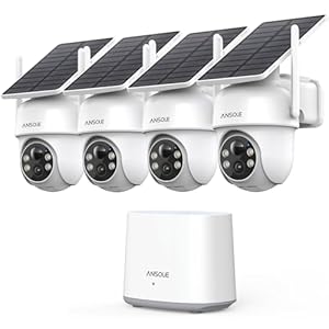 Security Cameras Wireless Outdoor Home System, 4 Camera Kit, No Subscription Fees, Solar Powered, Local Storage, 365-Day Battery Life, 360°PTZ Surveillance, Auto Tracking, 2K Color Night Vision