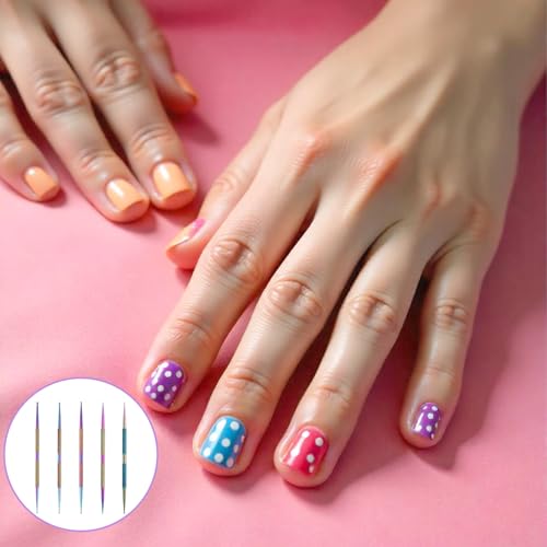 5 ferramentas de pontilhamento de unhas de ponta dupla, ferramentas profissionais de arte de unhas,