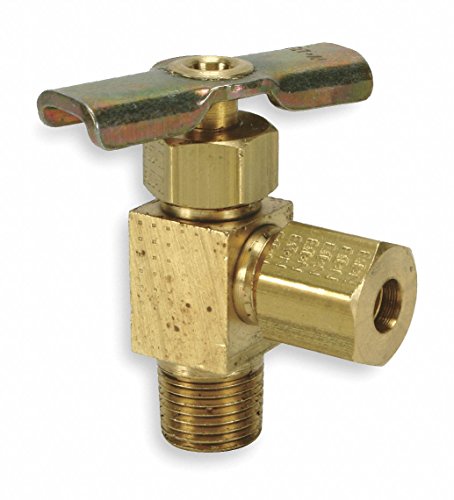 Eaton WEATHERHEAD Needle Valve, Angled, Brass, 1/4 x 3/8 in.