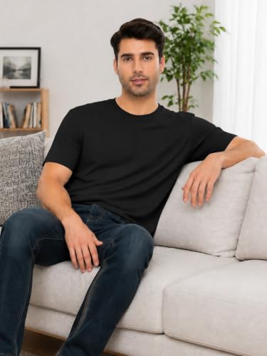 Image of KEEPSHOWING Mens Oversized Short Sleeve T-Shirts Cotton Loose Fit Tees