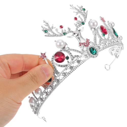 Tocado de Navidad PRETYZOOM con gemas y perlas de reno para celebraciones de invierno y año nuevo 4