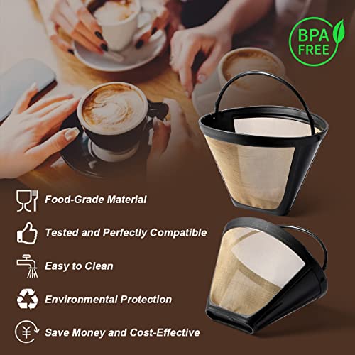 Aieve Reusable Coffee Filter Compatible With Ninja Dual Brew Pro Coffee Maker, 2 Pack Permanent Replacement #4 Cone Coffee Maker Filter Perfectly Compatible With Ninja Cfp301 Dual Brew Pro System #TOP1