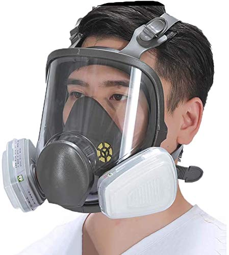 Full Seal Gas Mask Set, Rubber Respirator Protection Double Air Filter Eye Widely
