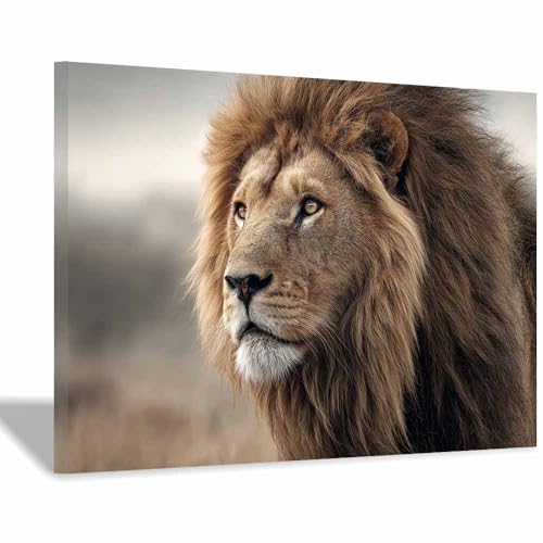 Toile lion peinture murale tableau salon moderne cadre de décoration bureau brun 40x60cm