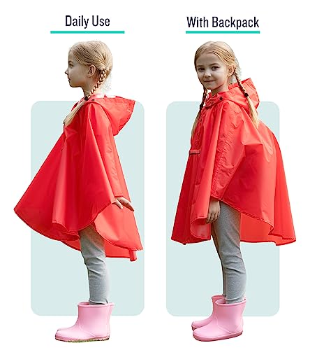 Image of SaphiRose Lightweight Kids Rain Poncho Jacket Waterproof Outwear Rain Coat
