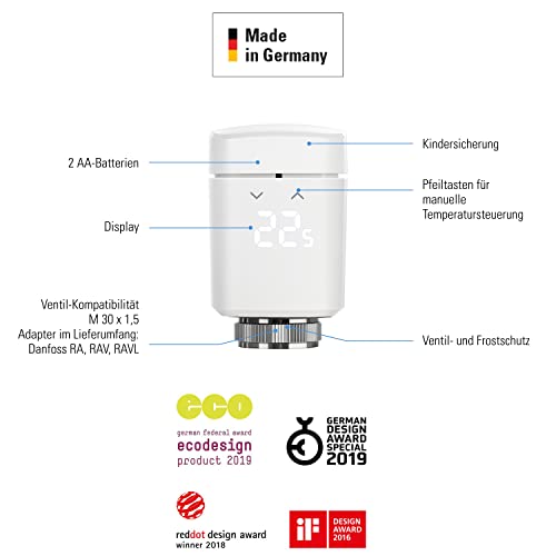 Eve Thermo (Apple Home) - Smartes Heizkörperthermostat, spart Heizkosten, Moderne Heizungssteuerung...