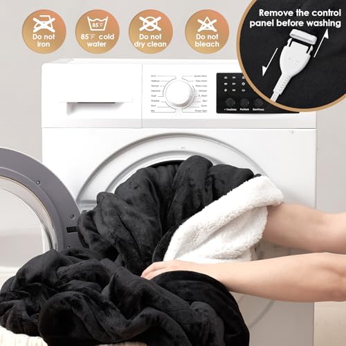 EHEYCIGA Heated Blanket King Size - 9 Heating Levels, 10 Hour Auto Off, Soft Cozy Sherpa, Dual Control, 90 x 100 Inches