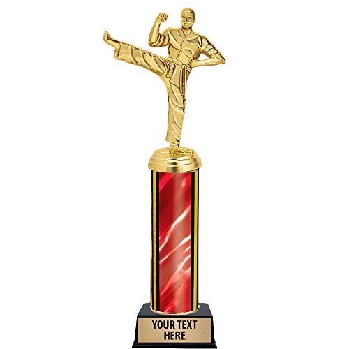 11.5" Red Karate Male Trophies - Customized Karate Male Trophy Awards