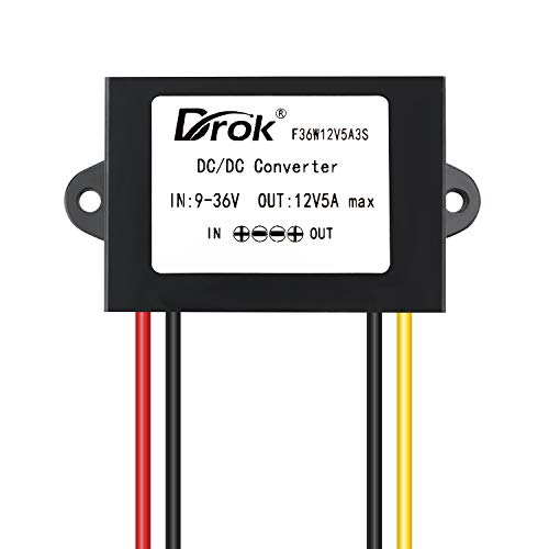 Image of DROK DC-DC Stabilizer, 9V-36V to 12V Boost Buck Converter 5A 60W Waterproof Auto Step Up Down Voltage Regulator 12V Volt Transformer for Car Audio Solar Power System LCD Television LED Display Screen
