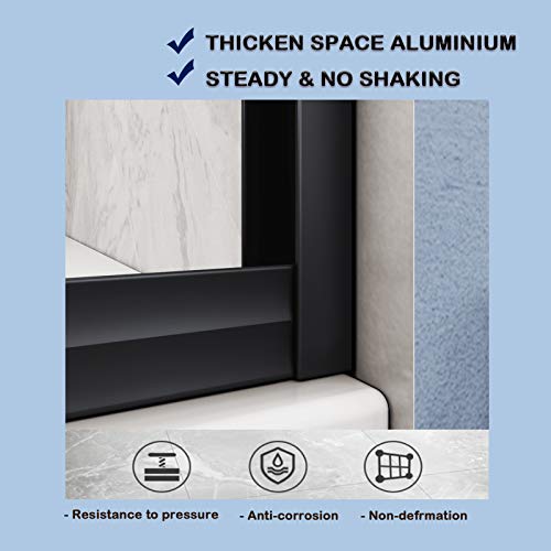 Sunny Shower 60 X 62 Inch Semi Frameless Sliding Bathtub Shower Clear Tempered Glass Door With Aluminum Long Towel Bar Rail, Black Hardware #TOP6