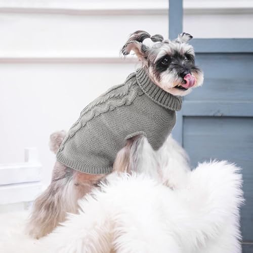 FWLWTWSS Hundepullover, Winter Warmer Hundepullover Kleine Hunde Rollkragen Strickpullover Hunde Pullover Weich Hundepulli Hundekostüm Hundebekleidung für Kleine Mittelgroße Hunde und Katzen Large