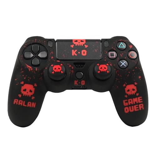 Image of RALAN Pixelated Skull Design Controller Skin Cover with 2 Thumb Grips Compatible with PS4 /Playstation 4 Slim /Pro Controller