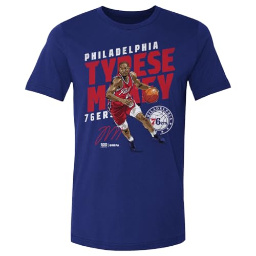 500 LEVEL Tyrese Maxey Philadelphia 76ers Shirt - Tyrese Maxey Philadelphia 76ers Slant WHT (Royal Blue Large)