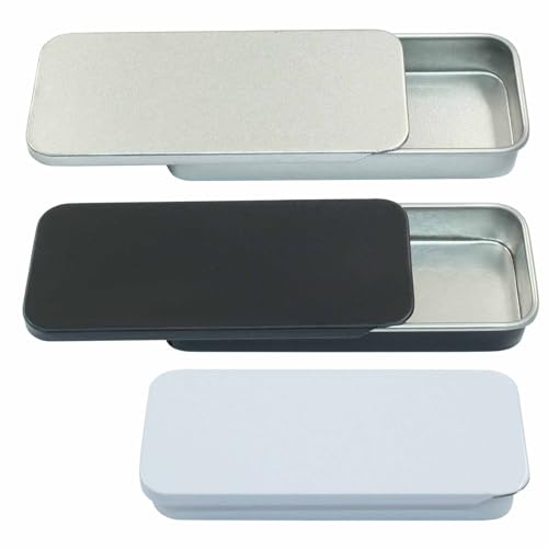 Image of 3 Pcs Mini Metal Tin Box Containers with Lids, Small Metal Slide Top Tin Empty Containers for Candies Jewelry Pills Storage Kit