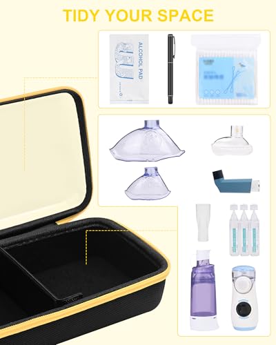 Image of Asthma Inhaler Case Portable Nebulizer and Spacer Storage for All Models of Inhalers- Travel Carrying Case for Masks, Inhaler Holder (TRANSPARENT)