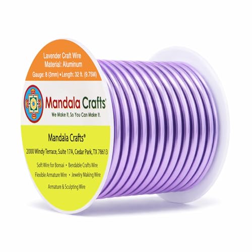 Image of Mandala Crafts 8 Gauge Lavender Anodized Aluminum Craft Wire, 32 FT | Colored, Flexible, Bendable, for Bonsai, Armature, Sculpting, Wire Wrapping, Jewelry Making, Weather & Tarnish Resistant