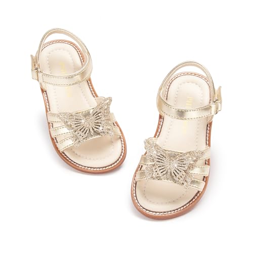 Image of PHIRAMIN Toddler Girl Sandals - Flower Girl Dress Shoes Open Toe Little Kid Flats