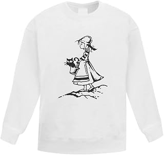 Azeeda 'Little Girl Carrying Cat' Kid's Sweatshirt/Jumper (9-11 Years) (KW00064006)