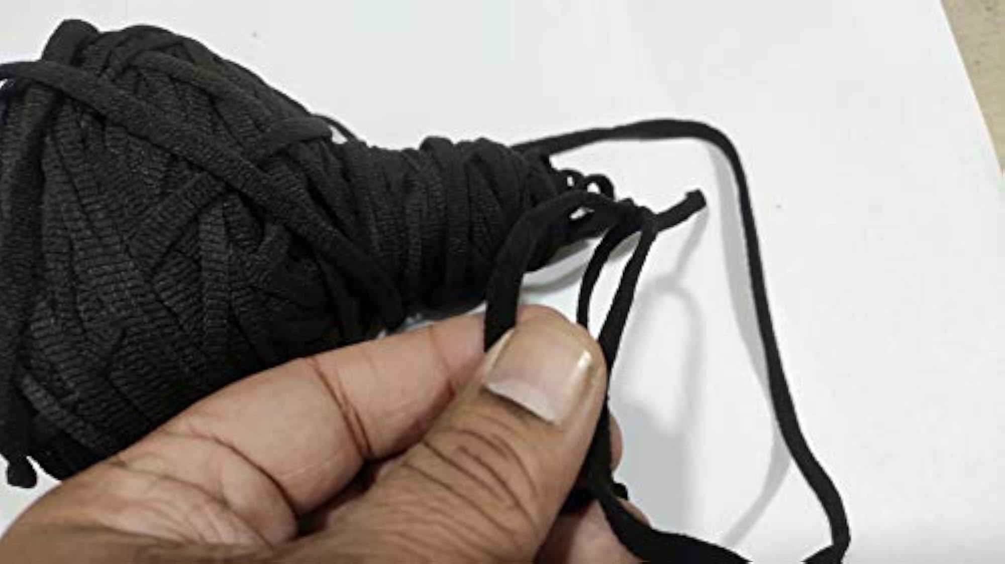 Flat Tubular Black Elastic Ear Loops, 100 Meters, 5mm