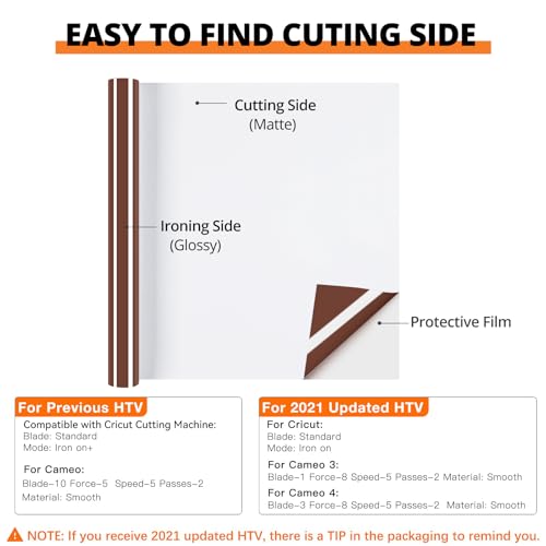 Image of HTVRONT HTV Rolls Heat Transfer Vinyl - 12 inch x 8ft Brown HTV Sheets for Shirts, Iron on Vinyl for All Cutting Machine - Easy to Cut & Weed for Heat Transfer Design (Brown)
