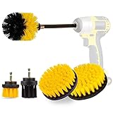 6-teiliges Bohrer-Bürsten-Set, Aufisi Stromversorgung Scrubber Bohrbürsten mit Bar 6 Zoll Verlängerung für Badezimmer, Reinigung, Boden, Pool, Fliesen, Marmor, Gruppe, Auto (gelb)
