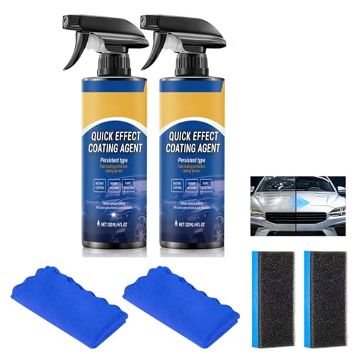 2Pcs Updated Quick Effect Coating Agent for Car Car Coating Spray Quick-Acting Coating Agent Spray Car Coating Oil Film Emulsion Glass Cleaner