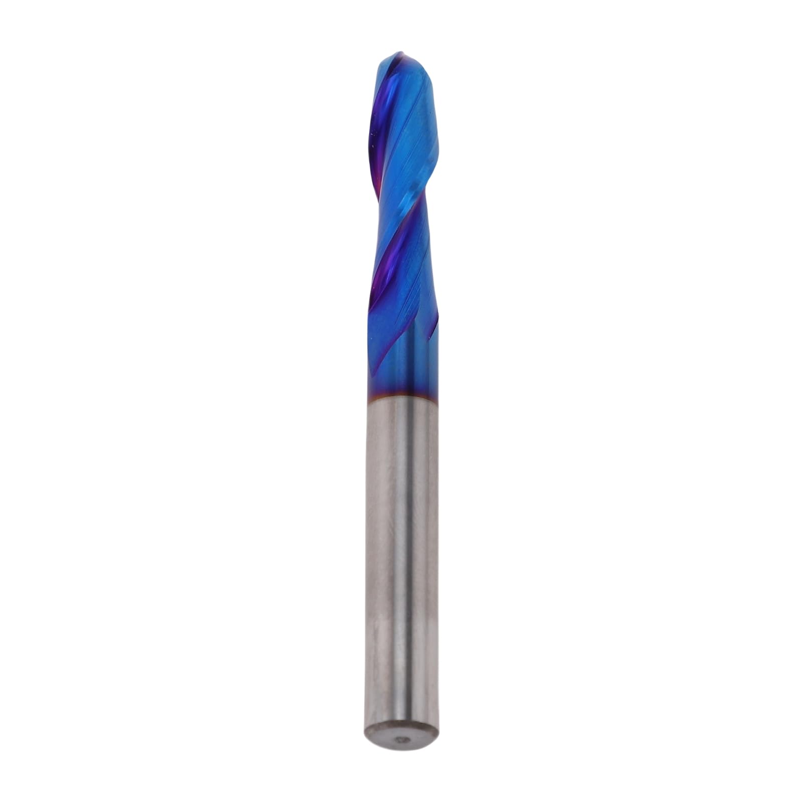 1/4 Zoll Kugelkopf-Fräser, Hartmetall-Spiralschaftfräser mit Blauer Nano-Beschichtung für CNC-Holzbearbeitung, 3D-Schnitzen und Kunststofffräsen, 1/4 Zoll Schaft, 2-schneidiges Design für