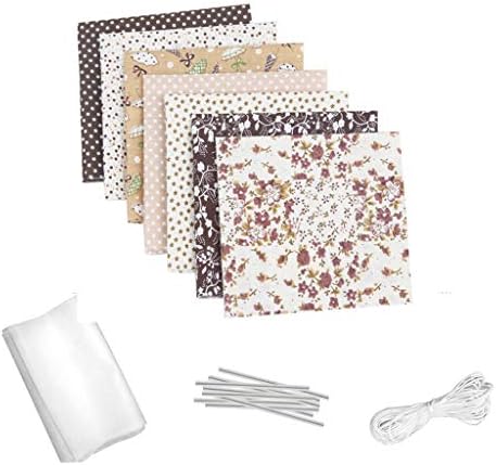 TOTAMALA Face Cover Material DIY Self-Made Face Cover Material Set, 7PCS Square Towel Face Cover Cloth, 10PCS Metal Nose Bridges Strips, and 6m Elastic Band Earband for DIY Sewing Crafts (Brown)