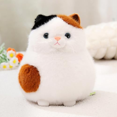 Image of PEACH CAT Fat Calico Cat Plush Cute Kitten Stuffed Animal Soft Plushies Toy Pillow Gifts for Kids White 7.9 inch