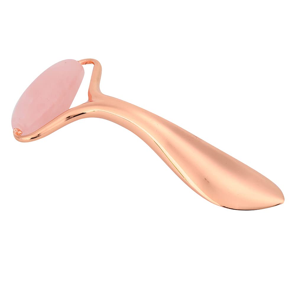 Dioche Jadestone Roller Masażer Twarzy Napinający skórę Przeciwzmarszczkowy Wyszczuplający Przyrząd do Masażu Twarzy do Pielęgnacji Uchwyt ze Stopu Cynku Ametystowy Biały kryształ (PINK)