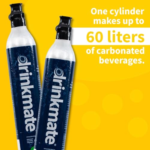 Drinkmate 60 Litre Spare Gas CO2 Cylinders, Compatible With SodaStream Screw In Cartridges - Canister Refill Set of 2