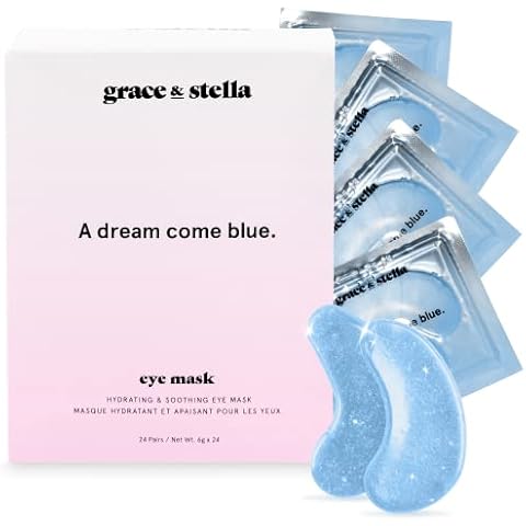 Under Eye Mask - Reduce Dark Circles, Puffy Eyes, Undereye Bags, Wrinkles - Gel Under Eye Patches, Vegan Cruelty-Free Self Care by grace and stella (24 Pairs, Blue) Cover