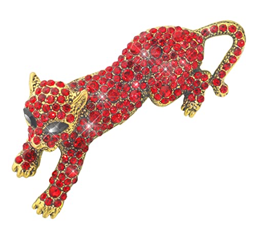 Image of Fashion Women Men Vintage Leopard Brooch Colorful Full Rhinestones Crystals Wild Animal Corsage Lapel Pin Birthday Gift Party