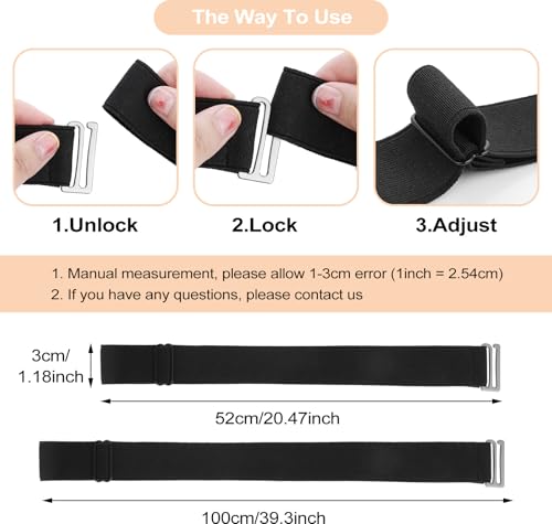 Invisible Stretch Belt, No Show Elastic Belt Adjustable Waist Web Strap Black Waist Belt with Flat Buckle for Women Jeans Pants Dresses2